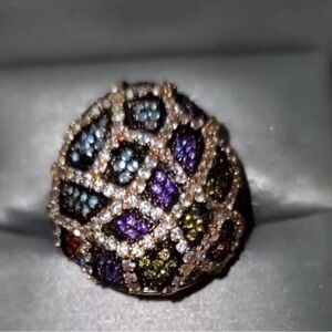 Gold Moissanite Sapphire Cocktail Ring